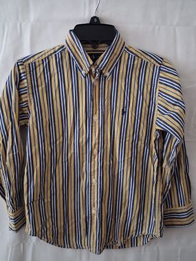 Ralph Lauren Boys Yellow Blue White Striped Button‎ Down Shirt Size 6 Cotton